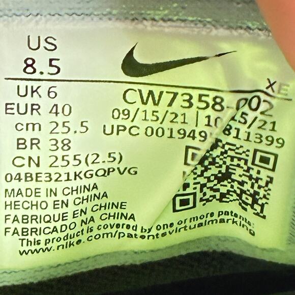 Nike Air Zoom Pegasus 38 Black White Running Shoes CW7358-002 Women's Size 8.5 - Picture 9 of 10